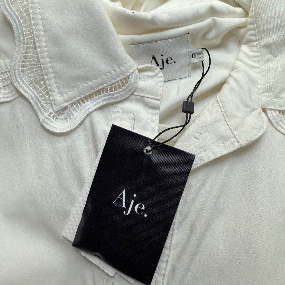 Aje White Dress - Reva Wave Trim Mini